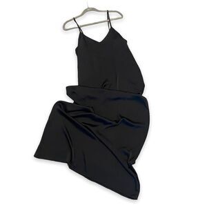 Y2K Slip Dress cowl neck Flowy Spaghetti Strap Black Maxi chic Dress